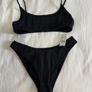 Pacsun New Black Ruched Bikini Set